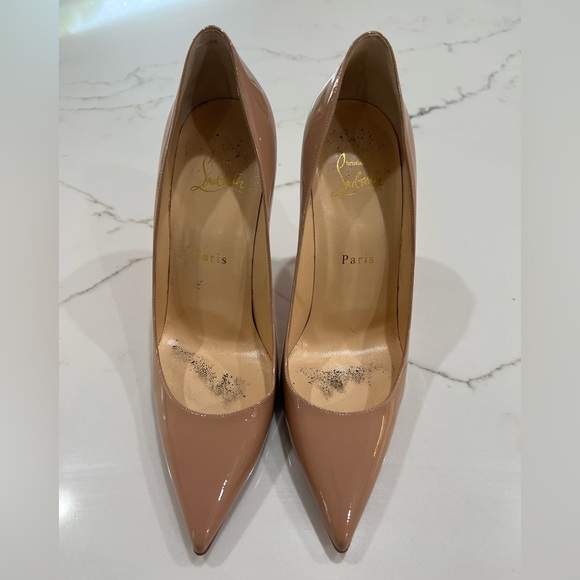 Christian Louboutin Decollete 554 100 Patent Leather Nude Pumps Size 39 EU - Picture 13 of 16